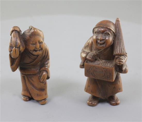 Two Japanese wood netsuke, 19th century, 4.4 and 4.8cm